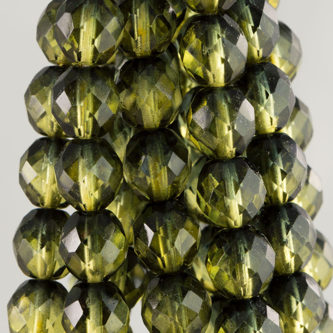 10mm Olivine/Black Czech Firepolish Faceted Glass Beads (20)