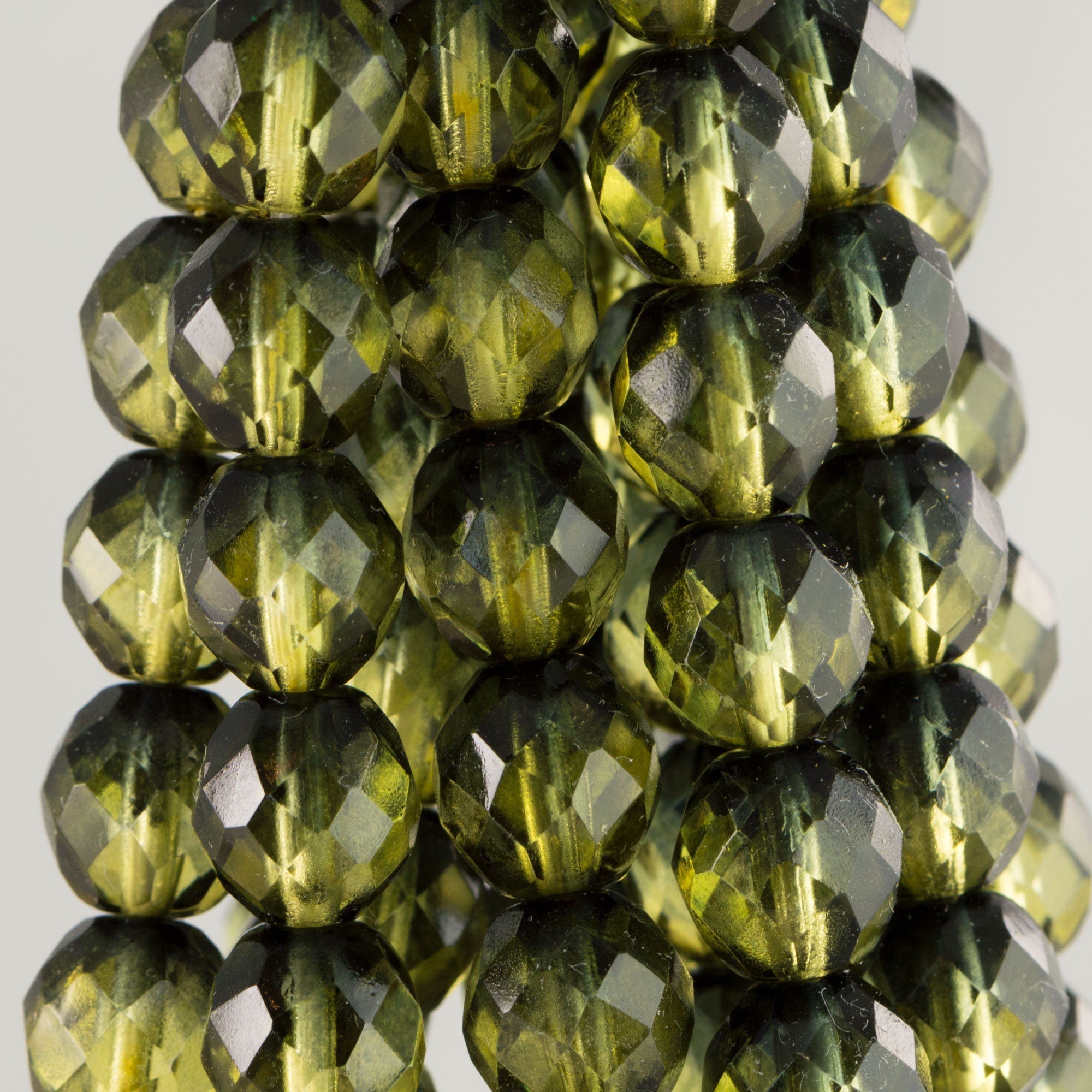10mm Olivine/Black Czech Firepolish Faceted Glass Beads (20)
