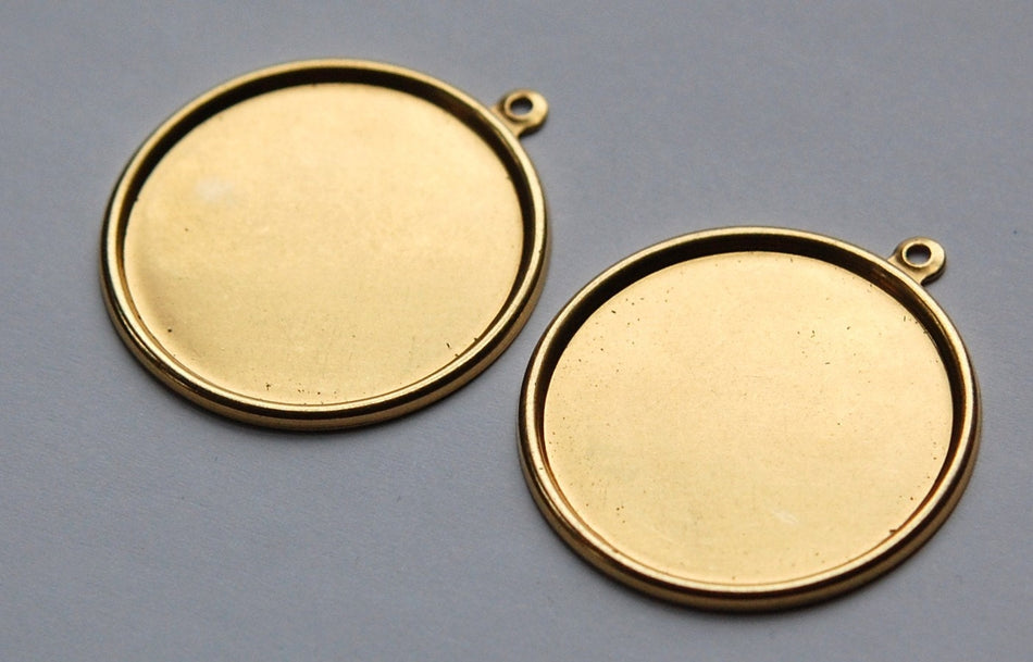 Large Raw Brass 30mm Round One Loop Setting (4) stn016B