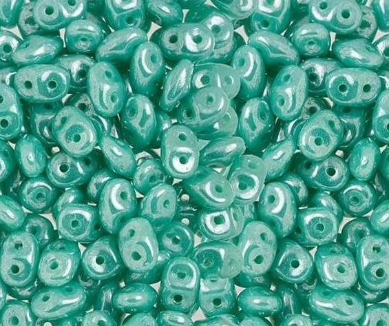 2/5MM MATUBO SUPERDUO Luster Opaque Turquoise Beads