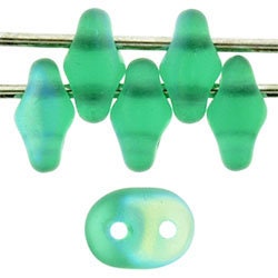 2/5MM MATUBO SUPERDUO Matte Emerald AB Beads