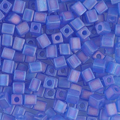 4mm MIYUKI CUBE Transparent Frosted Rainbow Sapphire Seed Bead 20gm