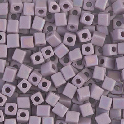 4mm MIYUKI CUBE Matte Opaque Lt Amethyst AB Seed Bead 20gm