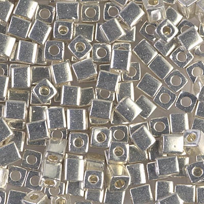 4mm MIYUKI CUBE Metallic Silver Seed Bead 20gm