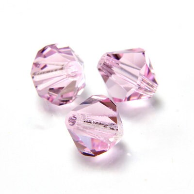 6mm Pink Sapphire Bicone Czech Faceted Glass Beads (25)