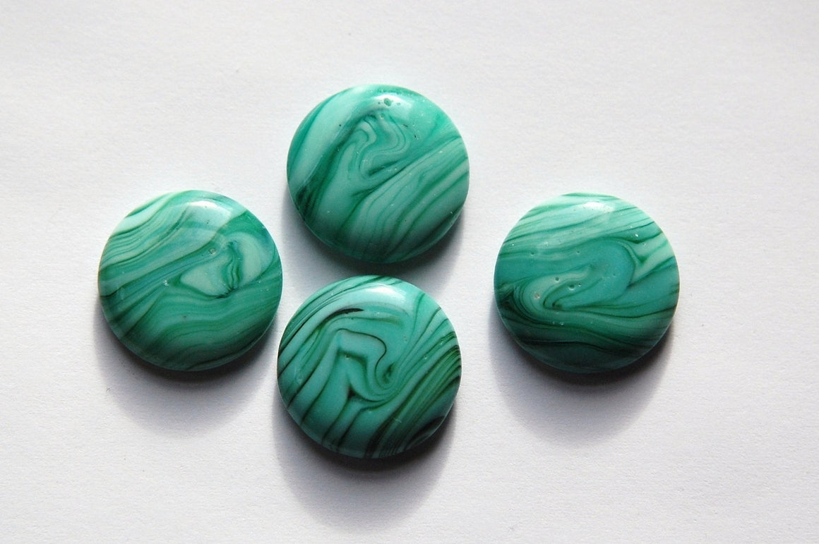 Vintage Green and White Swirled Glass Cabochons (4) cab170
