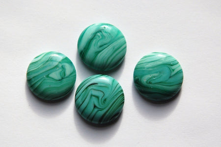 Vintage Green and White Swirled Glass Cabochons (4) cab170
