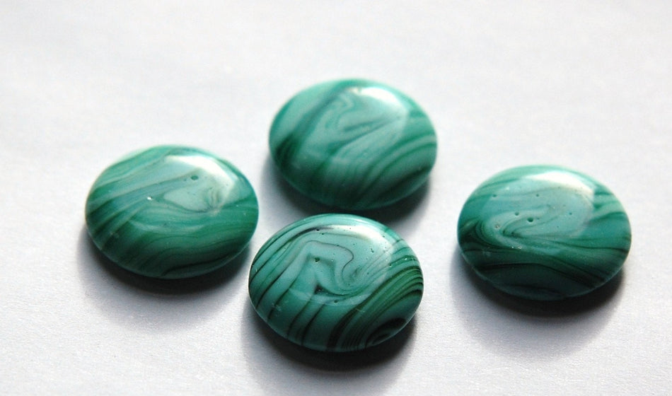 Vintage Green and White Swirled Glass Cabochons (4) cab170