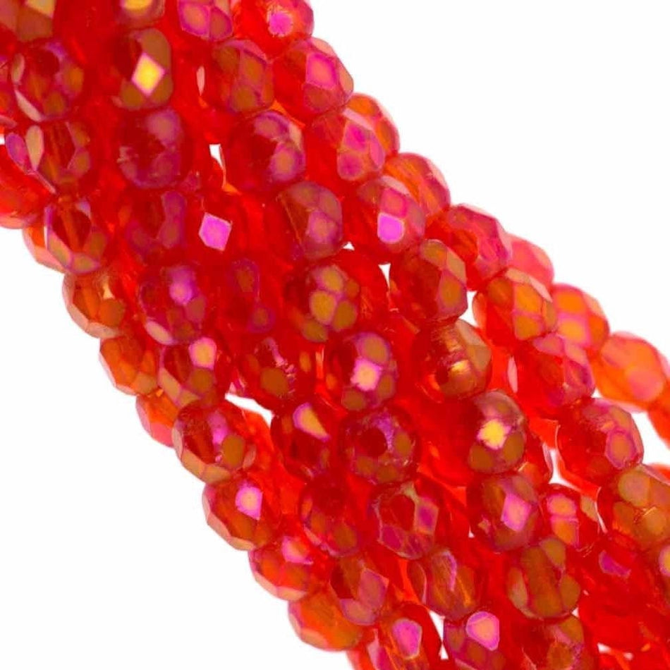 2mm Luster Iris Hyacinth Czech Faceted Firepolish Glass Beads (50)