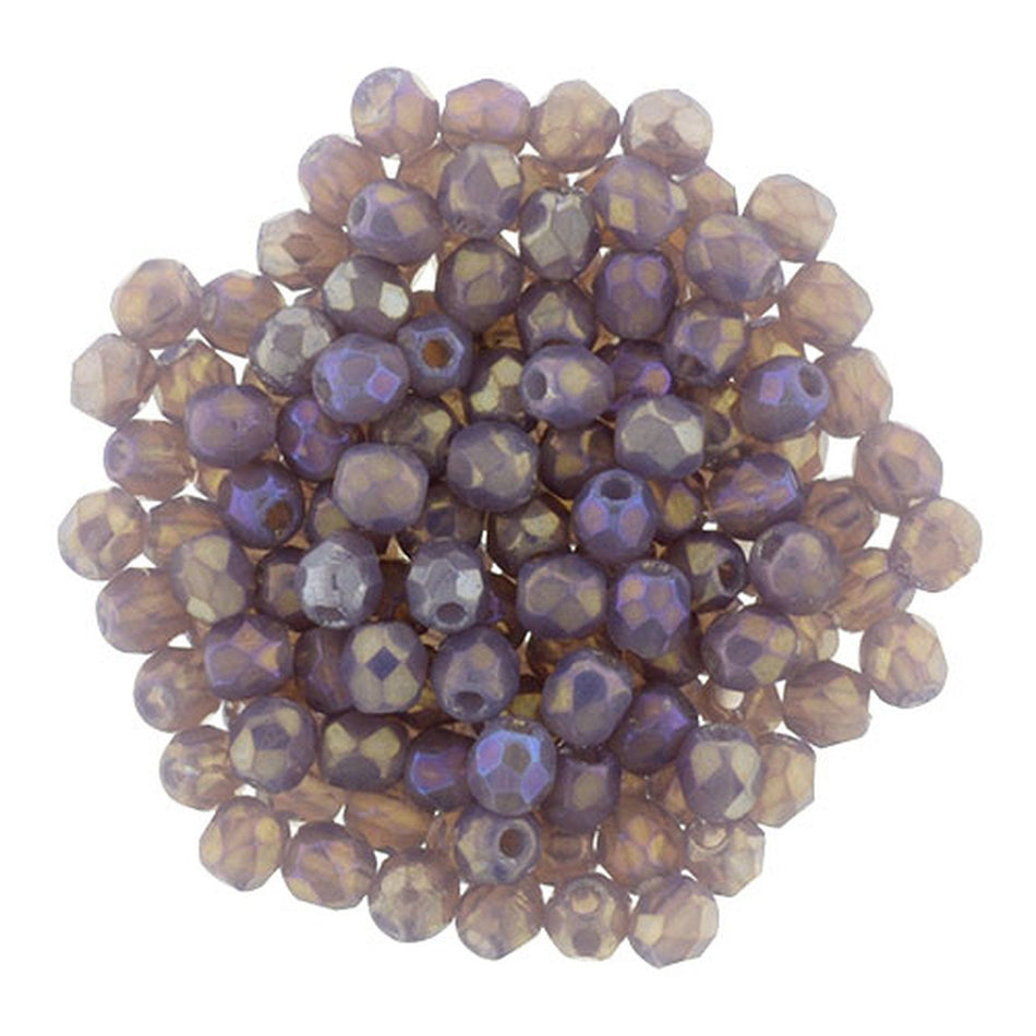 2mm Luster Iris Milky Amethyst Czech Faceted Firepolish Glass Beads (50)