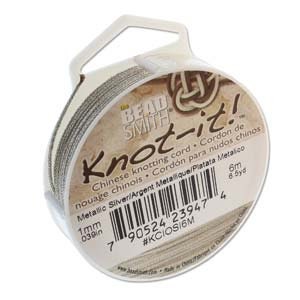 Metallic Silver Chinese Knotting Cord (1.0mm/.039in) 6m/6.5yds
