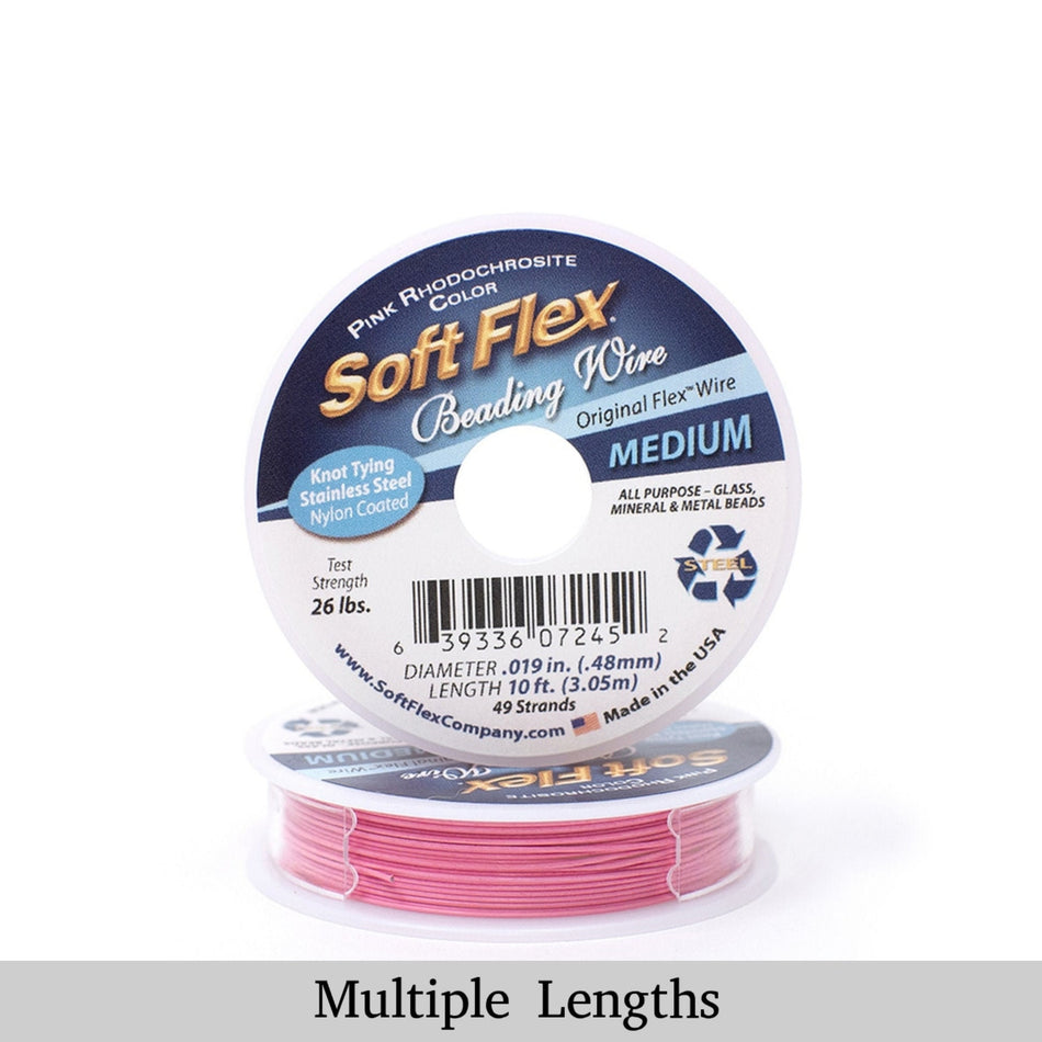 0.019in/0.48mm Pink Rhodochrosite Soft Flex Medium Beading Wire 10/30/100ft