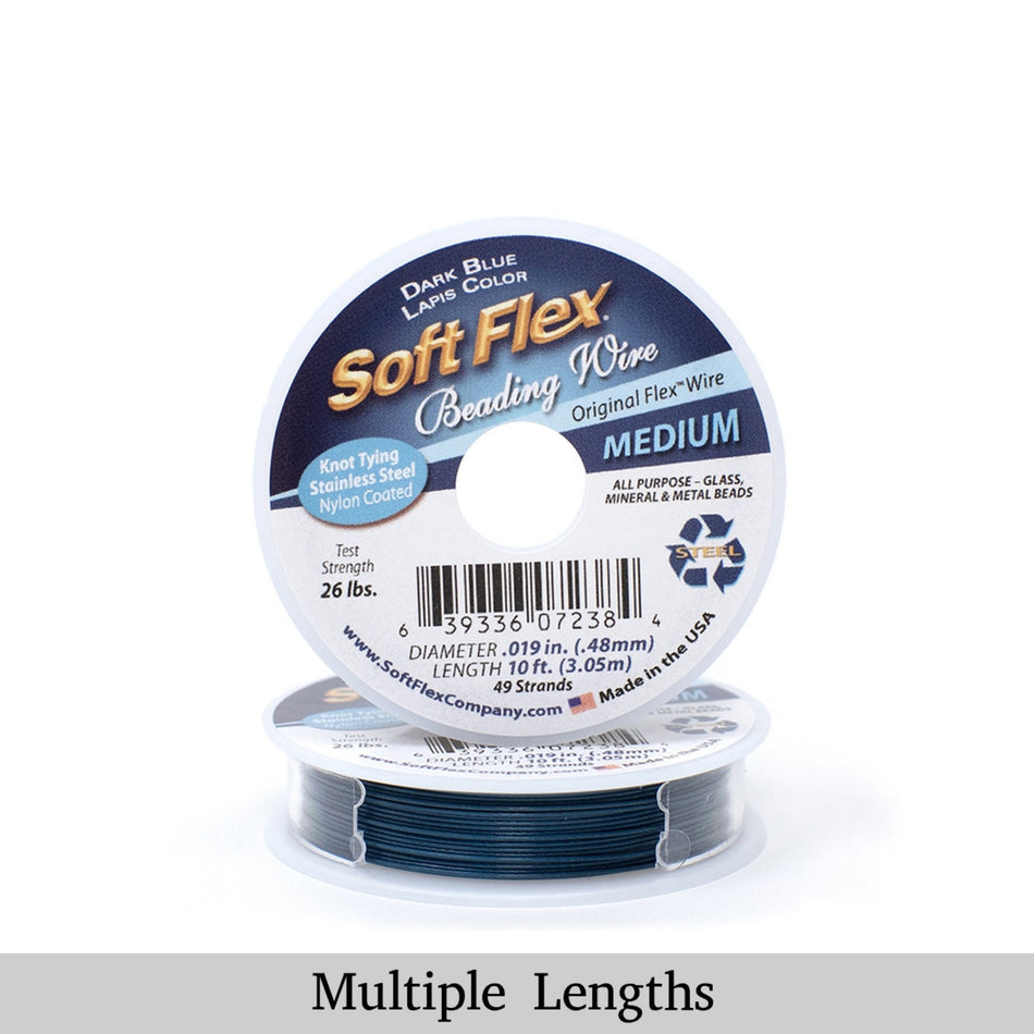0.019in/0.48mm Dark Blue Lapis Soft Flex Medium Beading Wire 10/30/100ft