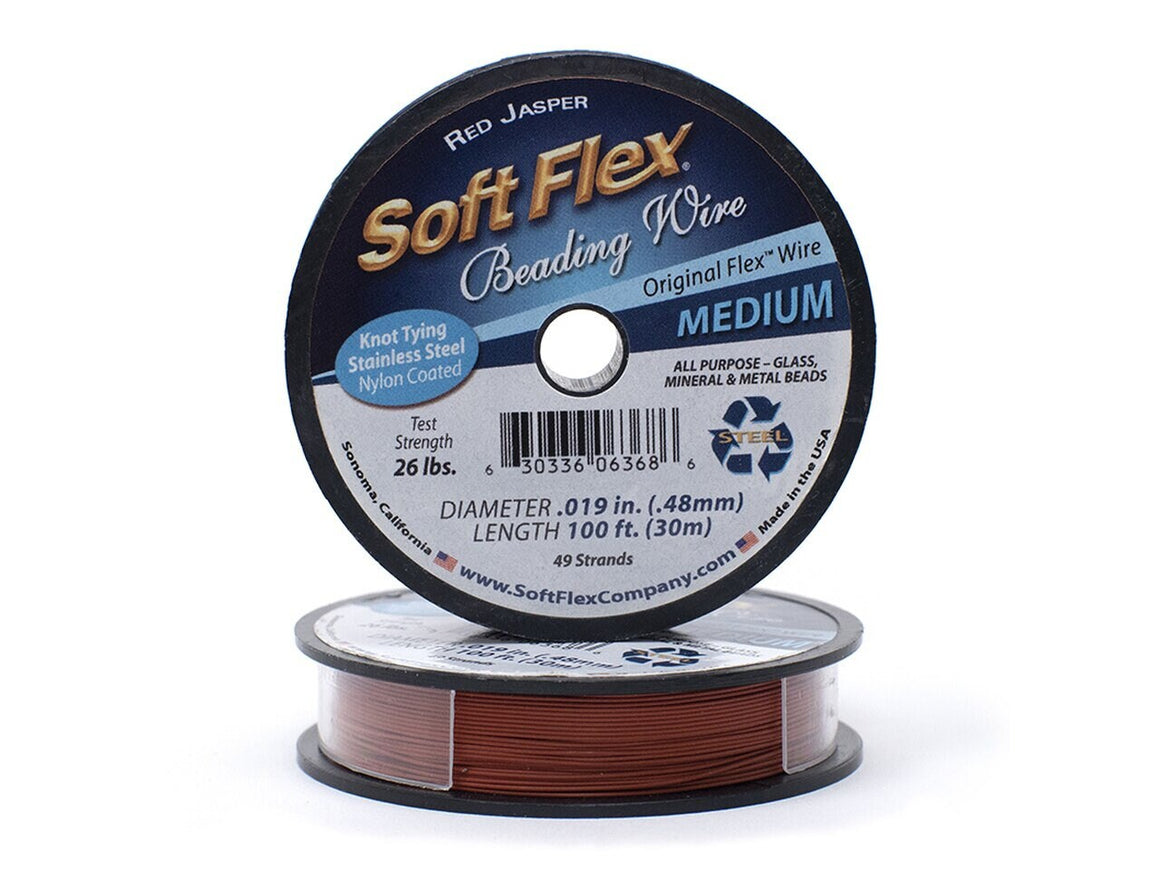 0.019in/0.48mm Red Jasper Soft Flex Medium Beading Wire 10/30/100ft