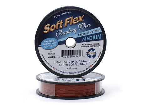 0.019in/0.48mm Red Jasper Soft Flex Medium Beading Wire 10/30/100ft