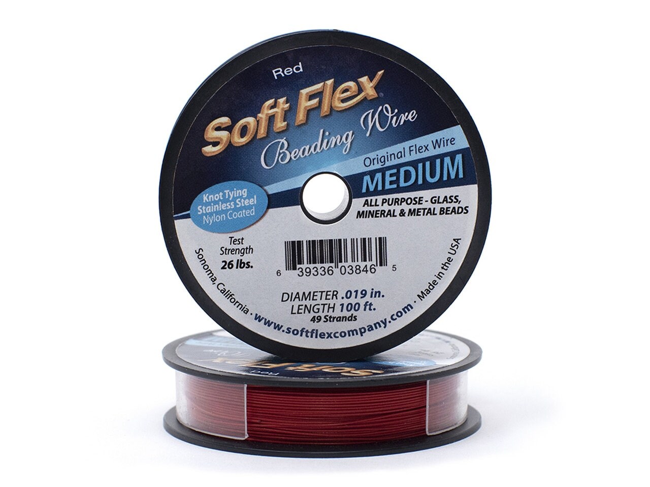 0.019in/0.48mm Red Coral Soft Flex Medium Beading Wire 10/30/100ft