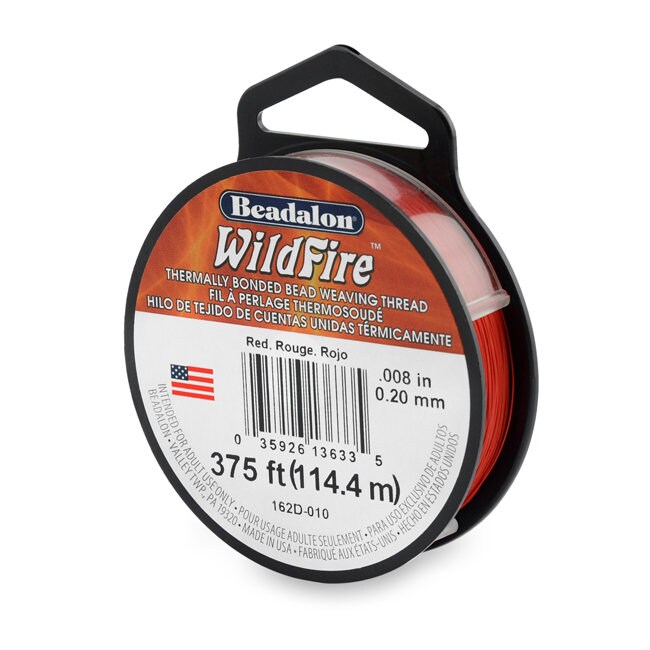 0.008in/0.20mm. Red Wildfire Bead Weaving Thread 20/50/125yd.