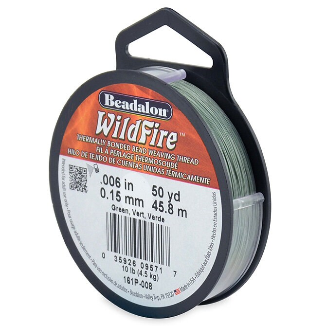 0.006in/0.15mm Green Wildfire Bead Weaving Thread 20/50/125yd.