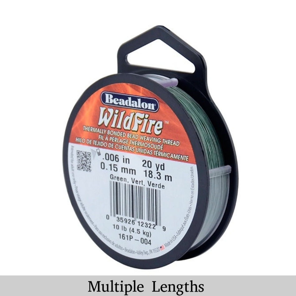 0.006in/0.15mm Green Wildfire Bead Weaving Thread 20/50/125yd.