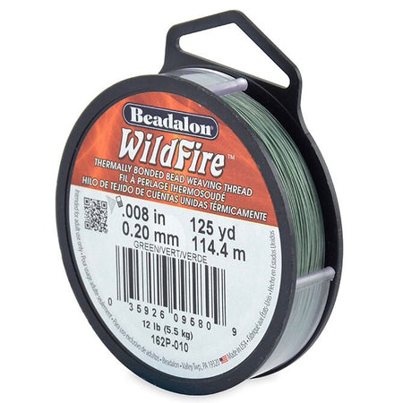 0.008in/0.20mm Green Wildfire Bead Weaving Thread 20/50/125yd.