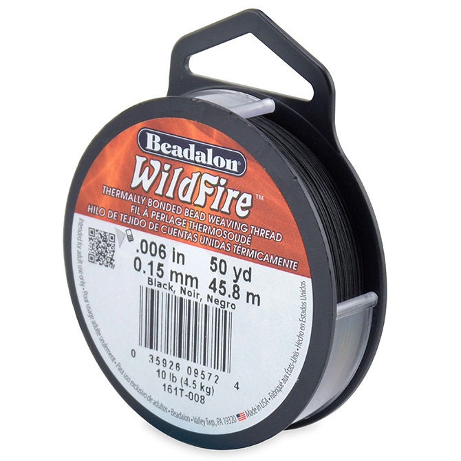 0.006in/0.15mm Black Wildfire Bead Weaving Thread 20/50/125yd.