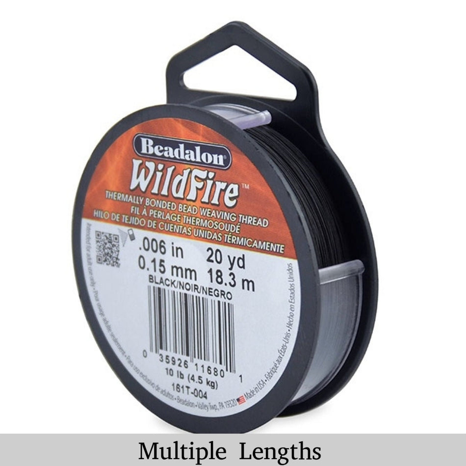 0.006in/0.15mm Black Wildfire Bead Weaving Thread 20/50/125yd.