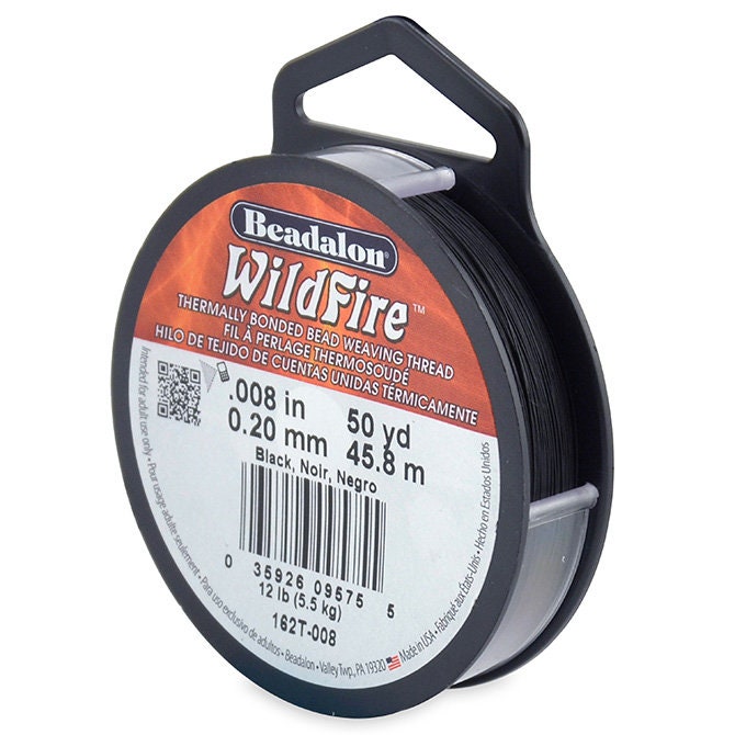 0.008in/0.20mm Black Wildfire Bead Weaving Thread 20/50/125yd.