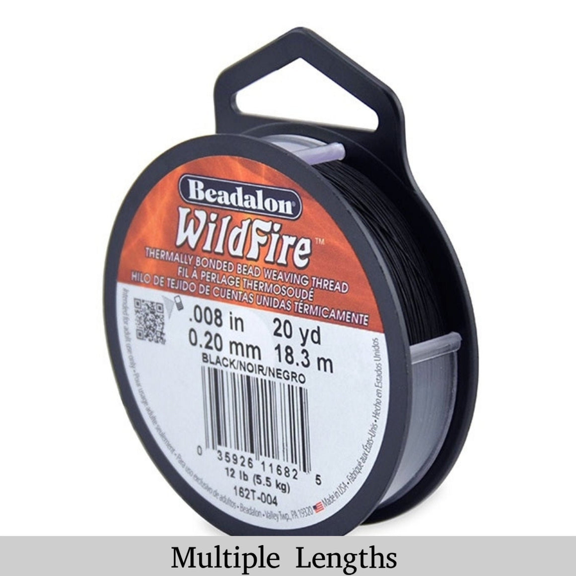 0.008in/0.20mm Black Wildfire Bead Weaving Thread 20/50/125yd.