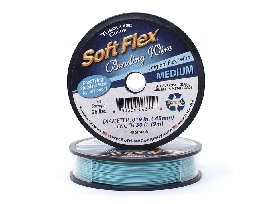 0.019in/0.48mm Turquoise Soft Flex Medium Beading Wire 10/30/100ft