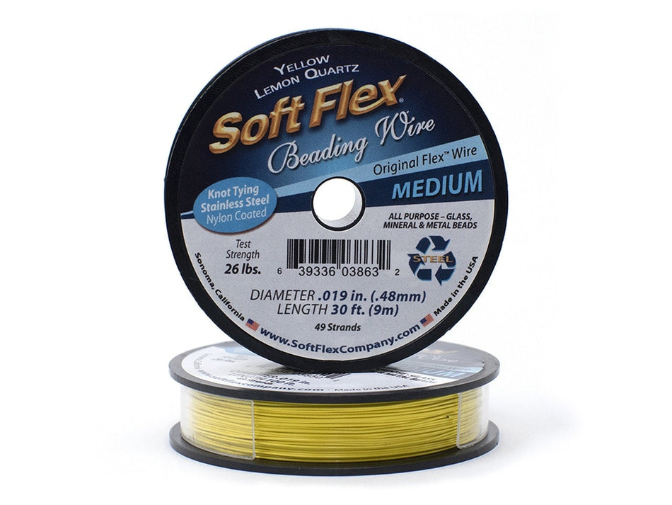 0.019in/0.48mm Yellow Lemon Quartz Soft Flex Medium Beading Wire 10/30/100ft
