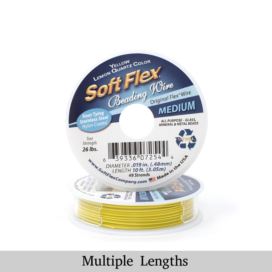 0.019in/0.48mm Yellow Lemon Quartz Soft Flex Medium Beading Wire 10/30/100ft