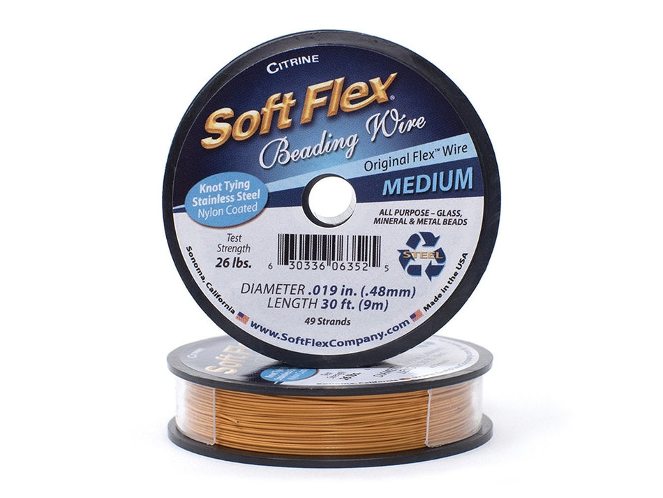 0.019in/0.48mm Citrine Soft Flex Medium Beading Wire 10/30/100ft