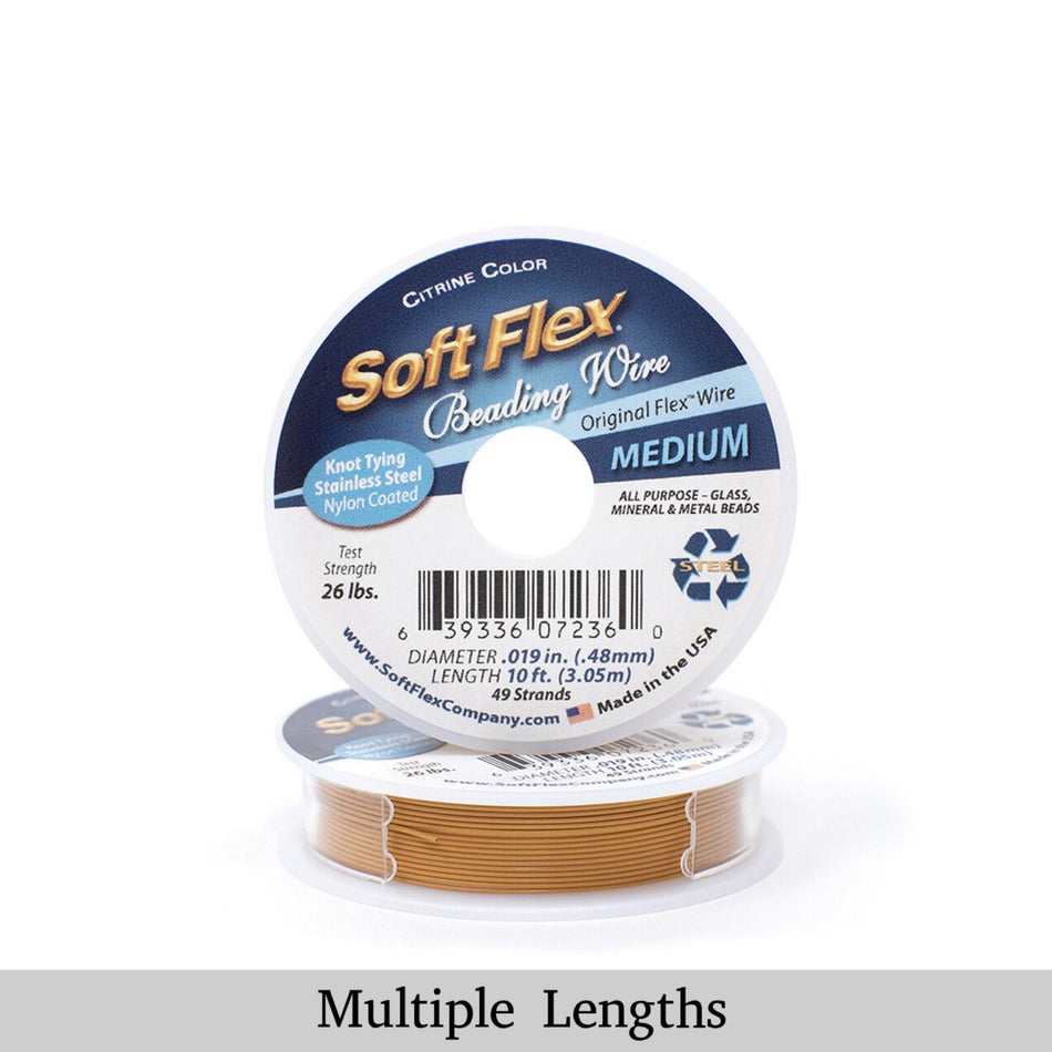 0.019in/0.48mm Citrine Soft Flex Medium Beading Wire 10/30/100ft