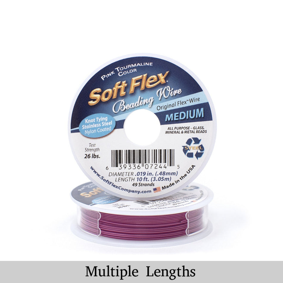 0.019in/0.48mm Pink Tourmaline Soft Flex Medium Beading Wire 10/30/100ft