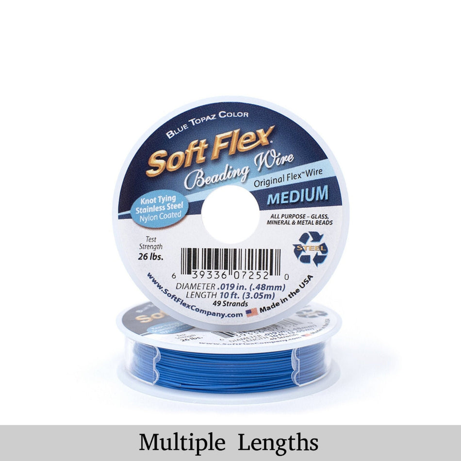 0.019in/0.48mm Blue Topaz Soft Flex Medium Beading Wire 10/30/100ft