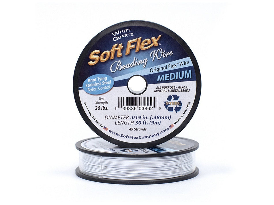 0.019in/0.48mm White Quartz Soft Flex Medium Beading Wire 10/30/100ft