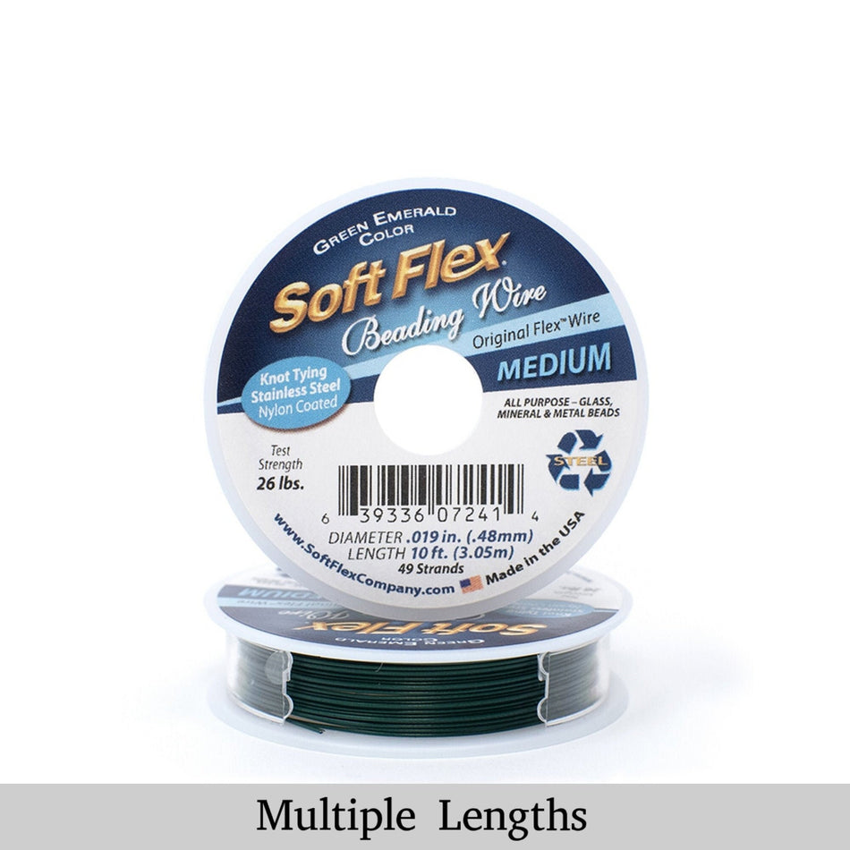 0.019in/0.48mm Green Emerald Soft Flex Medium Beading Wire 10/30/100ft