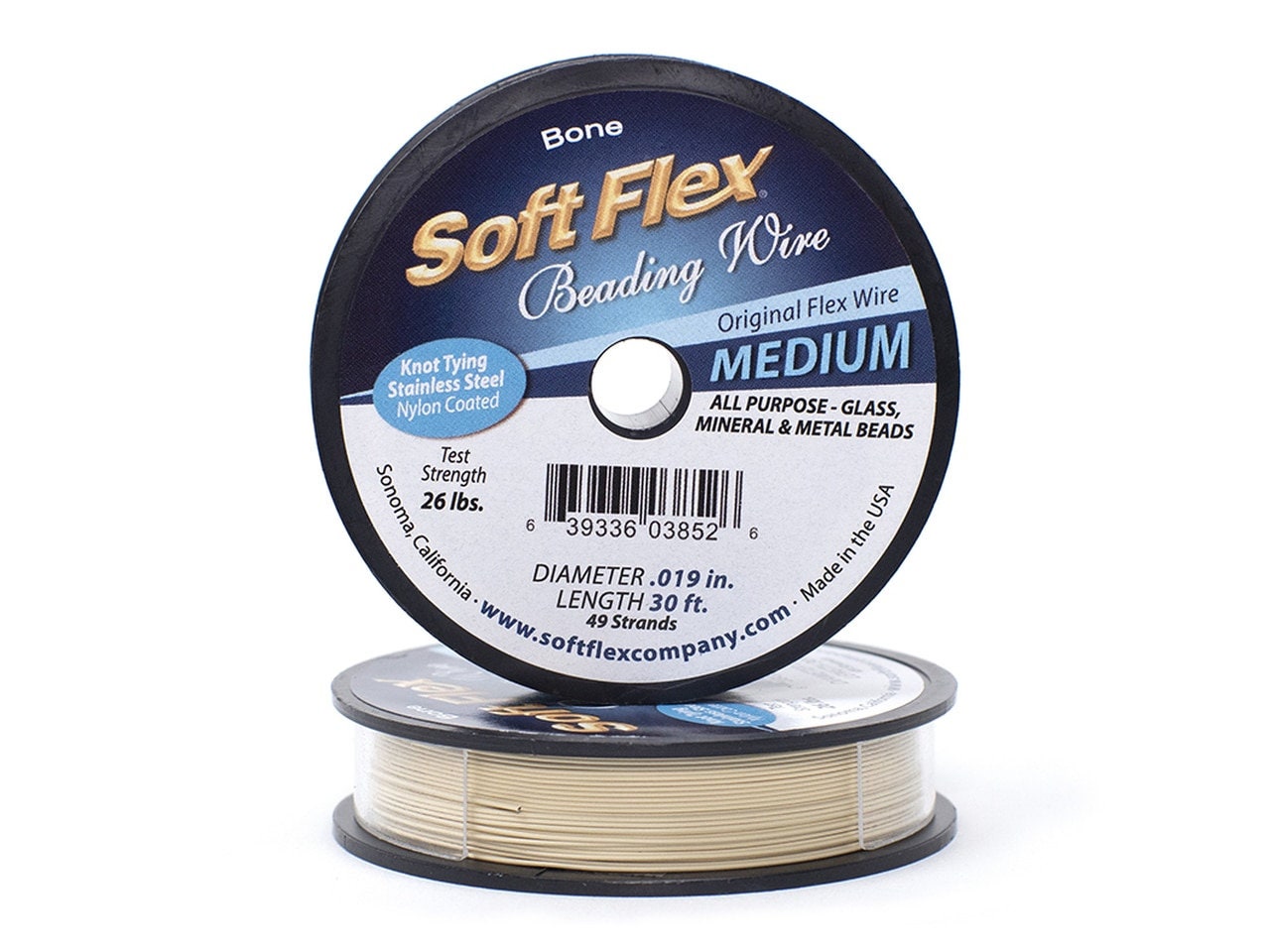 0.019in/0.48mm Bone Soft Flex Medium Beading Wire 10/30/100ft