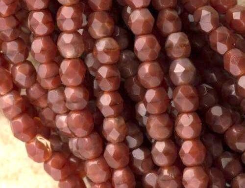 6mm Chestnut Coral Czech Faceted Firepolish Glass Beads (25)