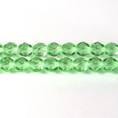 6mm Peridot Czech Faceted Firepolish Glass Beads (25)