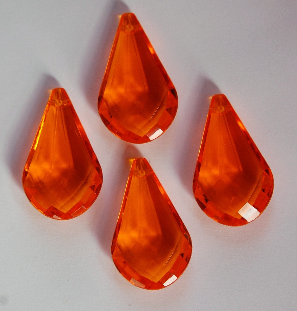 Vintage West German Orange Faceted Acrylic Pendant Drops pnd015