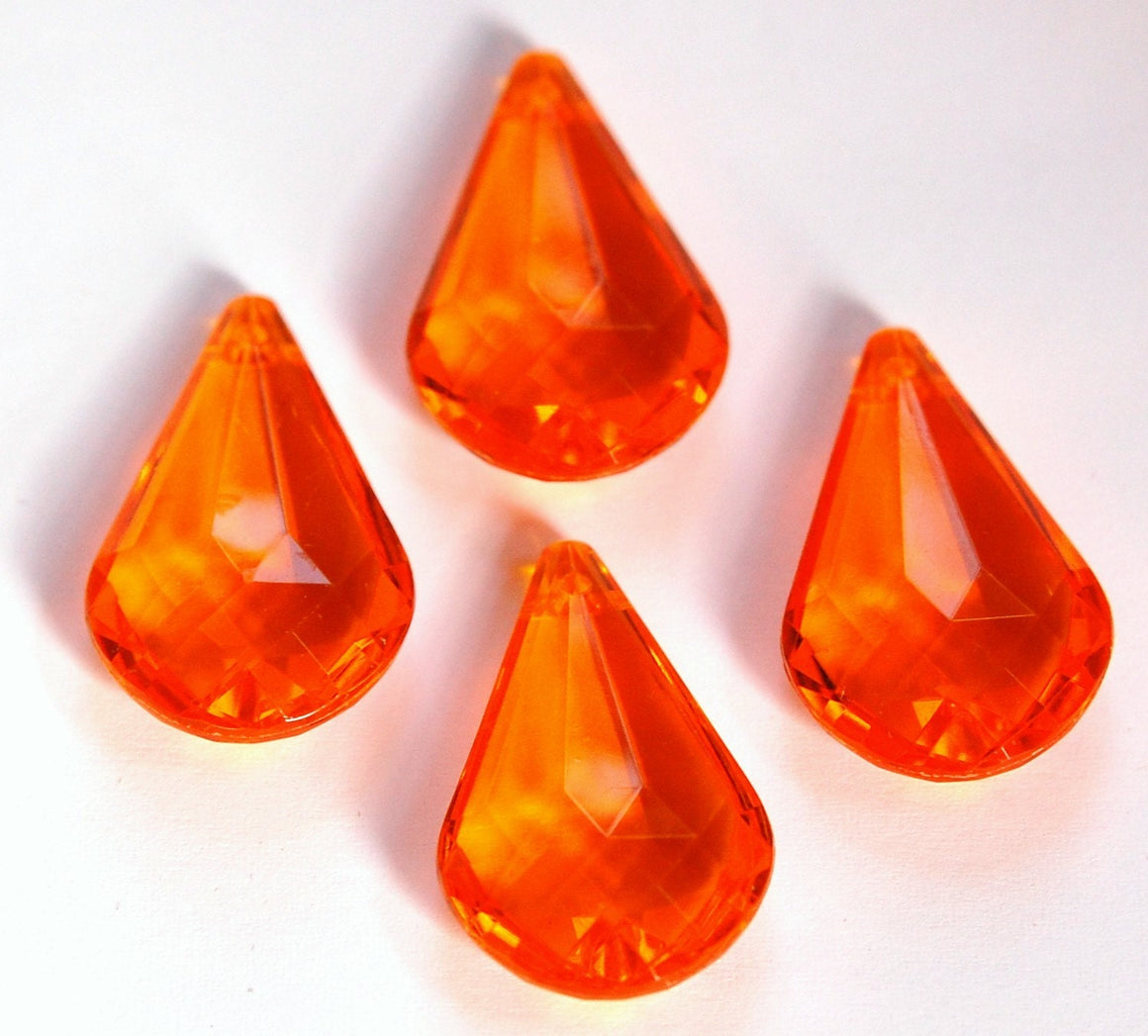Vintage West German Orange Faceted Acrylic Pendant Drops pnd015