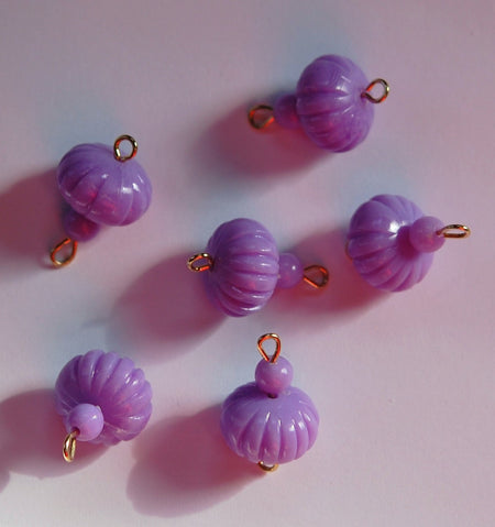 Vintage Purple Melon Bead Drops Connectors Japan bds022D