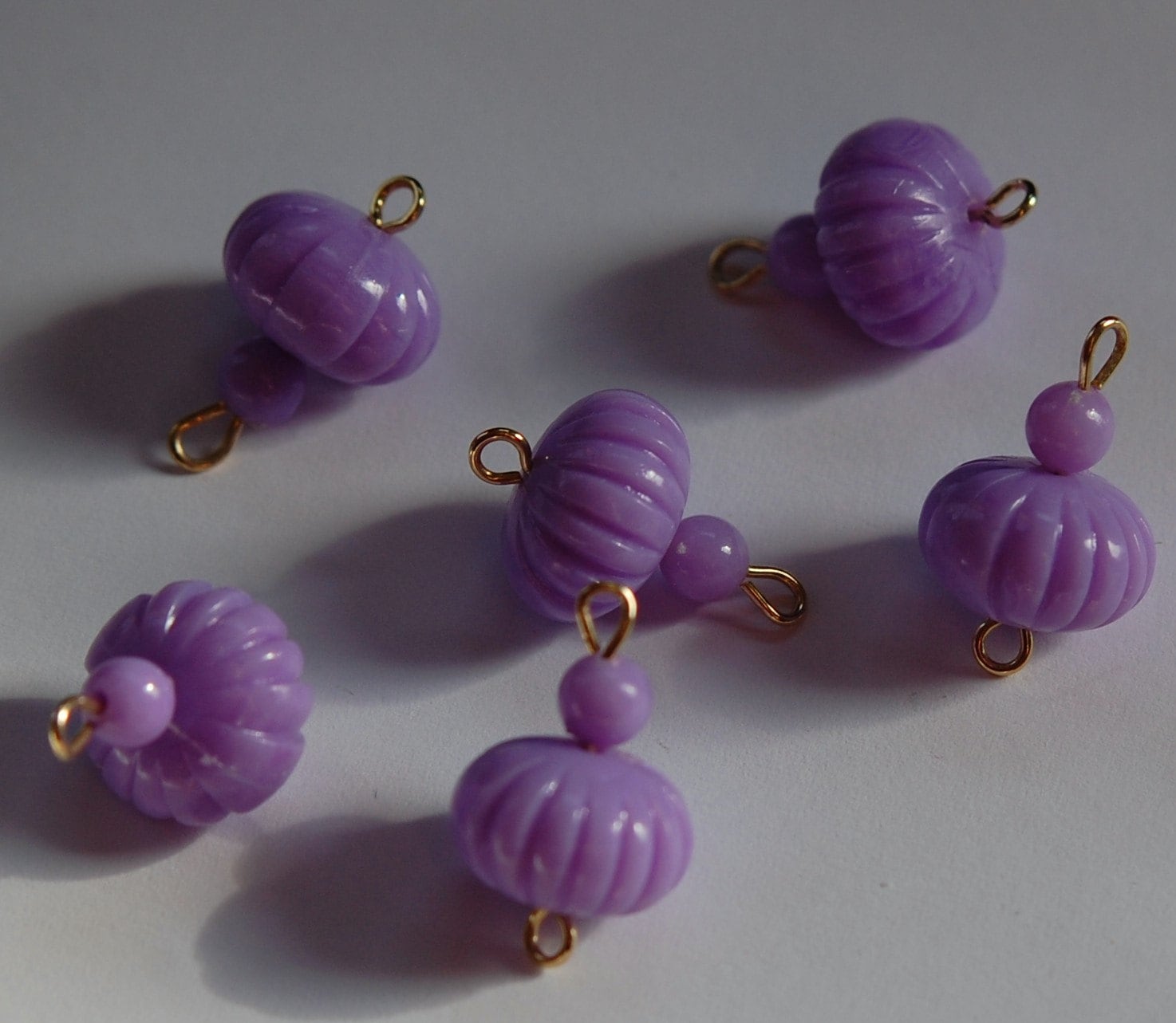 Vintage Purple Melon Bead Drops Connectors Japan bds022D