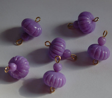 Vintage Purple Melon Bead Drops Connectors Japan bds022D