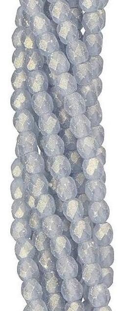 3mm Sueded Gold Montana Blue Czech Firepolish Faceted Glass Beads (50)