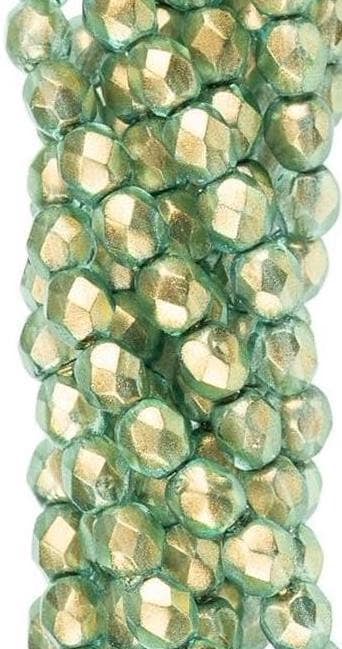4mm Halo Heavens Czech Faceted Firepolish Glass Beads (50)