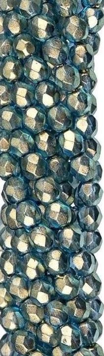 4mm Halo Shadows Czech Faceted Firepolish Glass Beads (50)
