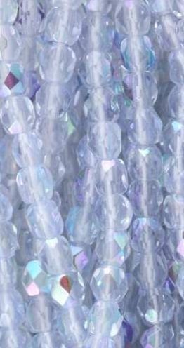3mm Light Sapphire AB Czech Faceted Firepolish Glass Beads (50)