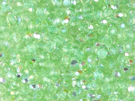 3mm Peridot AB Czech Faceted Firepolish Glass Beads (50)